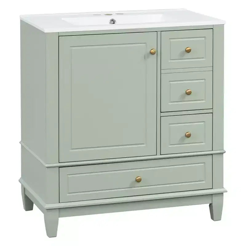 30 Bathroom Vanity Sink Combo, Bathroom storage Cabinet with Drawers and Shelf, Single Sink Bathroom Vanity