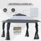 Outsunny 12 x 12 Pop Up Canopy Sun Shade Instant Tent Folding with Mesh Sidewall Netting, 3-Level Adjustable Height