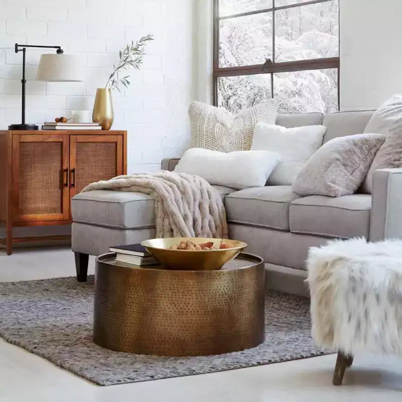 Round Hammered Drum Coffee Table