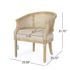 TUYOHW Modern Wood Accent Chair with Thick Upholstered Comfy Chair with Rattan Curved Backrest Lounge Armchair for Living Room, Bedroom