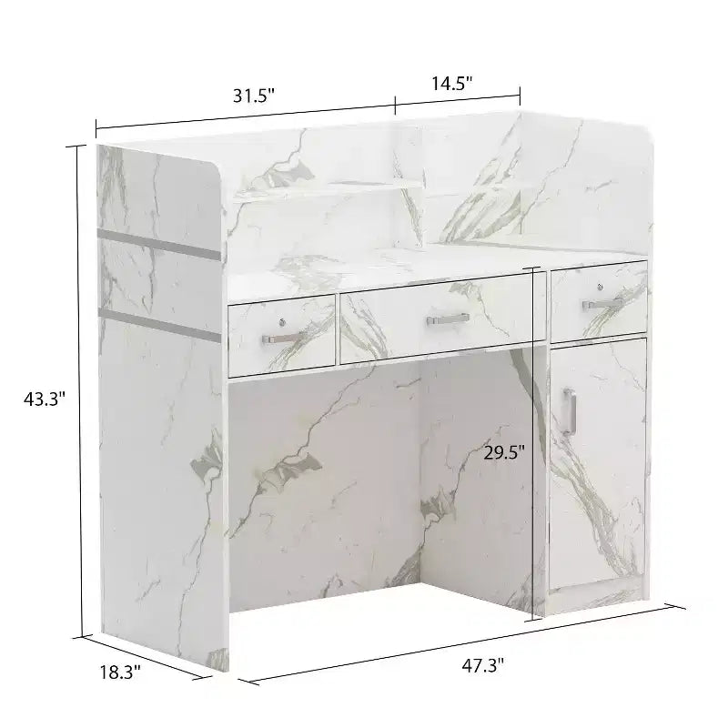 Famapy L-shaped Reception Desk Multifunctional Welcome Desk Workstation