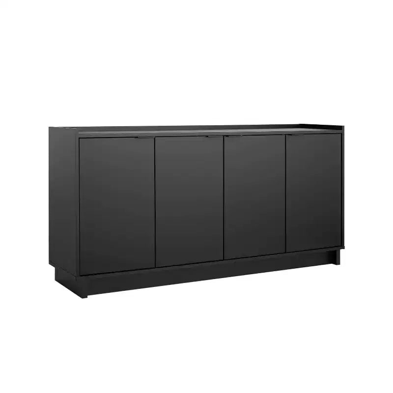 Simply Modern 4-Door Sideboard Console Table Cabinet, Black