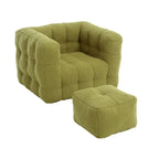 HOMEFUN Fauteuil d'appoint moderne capitonné en tissu bouclé avec ottoman