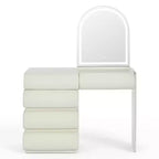 Whisen Luxury Makeup Vanity Desk, Dressing Table Vanity with Mirror, Movable Side Cabinet, 6 Drawers Storage and Stool