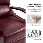 Alex Mid-century Modern Cigar Genuine Leather Manual Recliner with Wooden Curved Arms