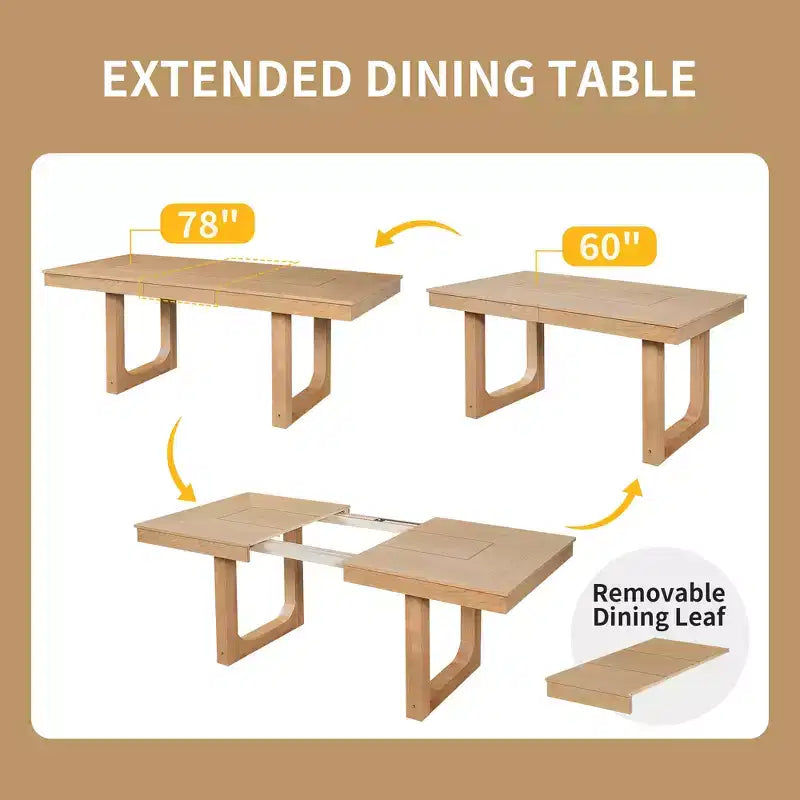 Merax 7-Piece Extendable Dining Table Set with 6 Upholstered Seat Chairs