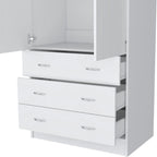 19 Modern Double-door Armoire with 3 Drawers and 1 Hanging Rod for Bedroom