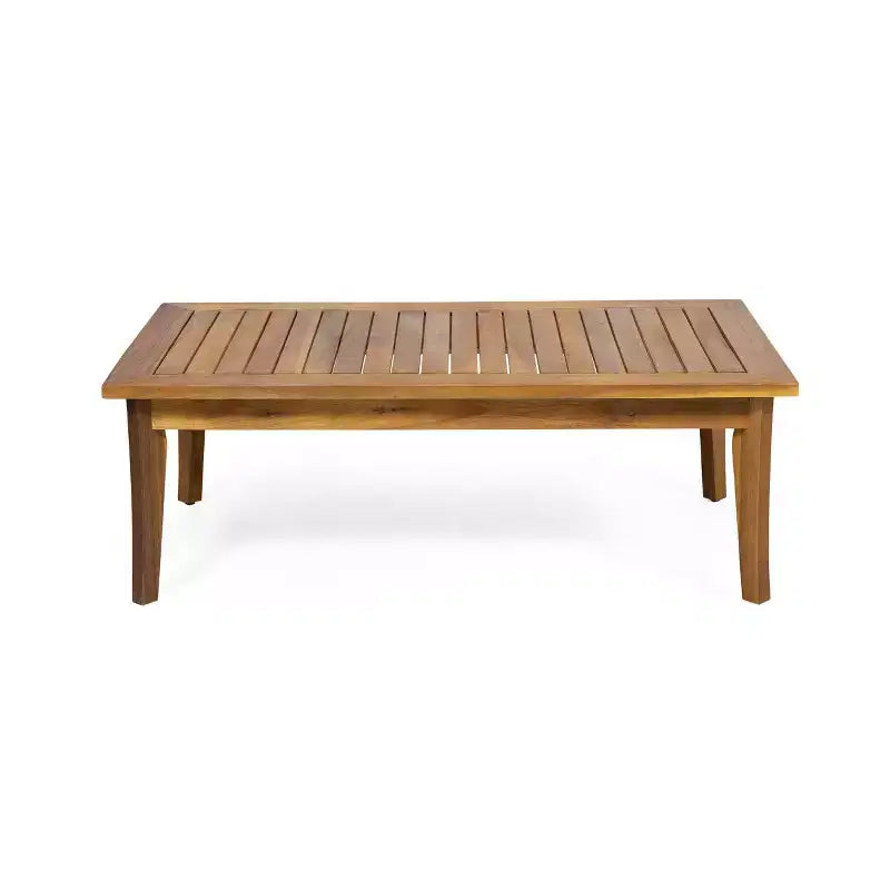 Nicholson Outdoor 4 Seater Acacia Wood Chat Set - Teak/Beige - Christopher Knight Home: Patio Conversation Set with Cushions & Coffee Table