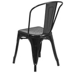 Emma and Oliver Commercial Grade 31.5 Square Metal Indoor-Outdoor Table Set with 4 Stack Chairs