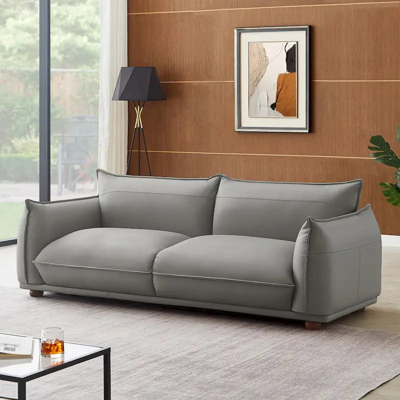 Canapé Manar en cuir véritable, luxe moderne du milieu du siècle