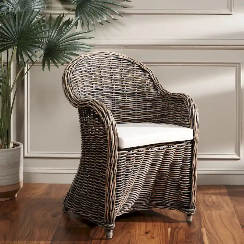 SAFAVIEH Sinja Fauteuil club en rotin jaune - 24 x 26 x 35 - 24x26x35H