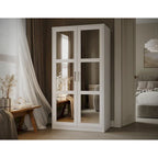 100% Solid Wood 2-Door Urban Wardrobe Armoire with Solid and Mirrored Doors