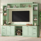 ModernLuxe 4-in-1 Farmhouse Entertainment Center Wall Unit, Fits TVs Up to 70, TV Stand Media Console w/ Adjustable Shelves & Drawers