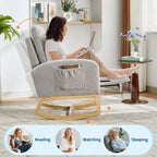 Fauteuil à bascule pour chambre d'enfant, Fauteuils à bascule d'allaitement avec repose-pieds, Fauteuil inclinable à bascule confortable avec pochette latérale, pour salon, chambre à coucher