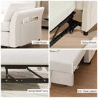 Dyonery 51 3-in-1 Sleeper Sofa Bed, Convertible Loveseat with Pull-Out Bed, Adjustable Backrest, Linen Couch