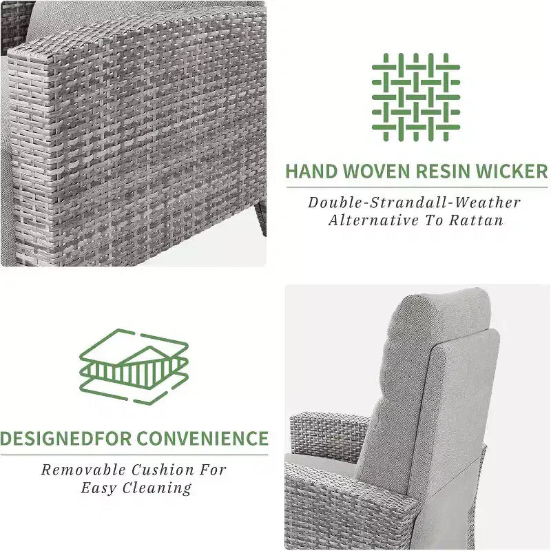 Outdoor Wicker Recliner with Adjustable Back and Footrest, Reclining Patio Chair with Independent,Outdoor Recliner Chair with Cushion