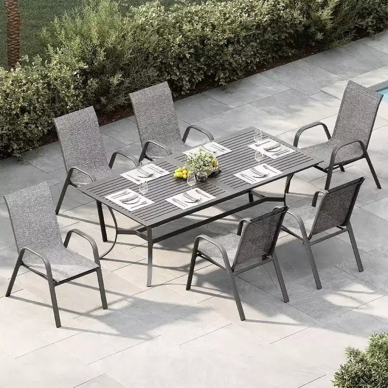 Patio Chairs,Outdoor Stackable Dining Chairs Set of 4/6 All Weather Lightweight Textilene Outdoor Chair Sets with Armrests for Backyard,Pool Deck