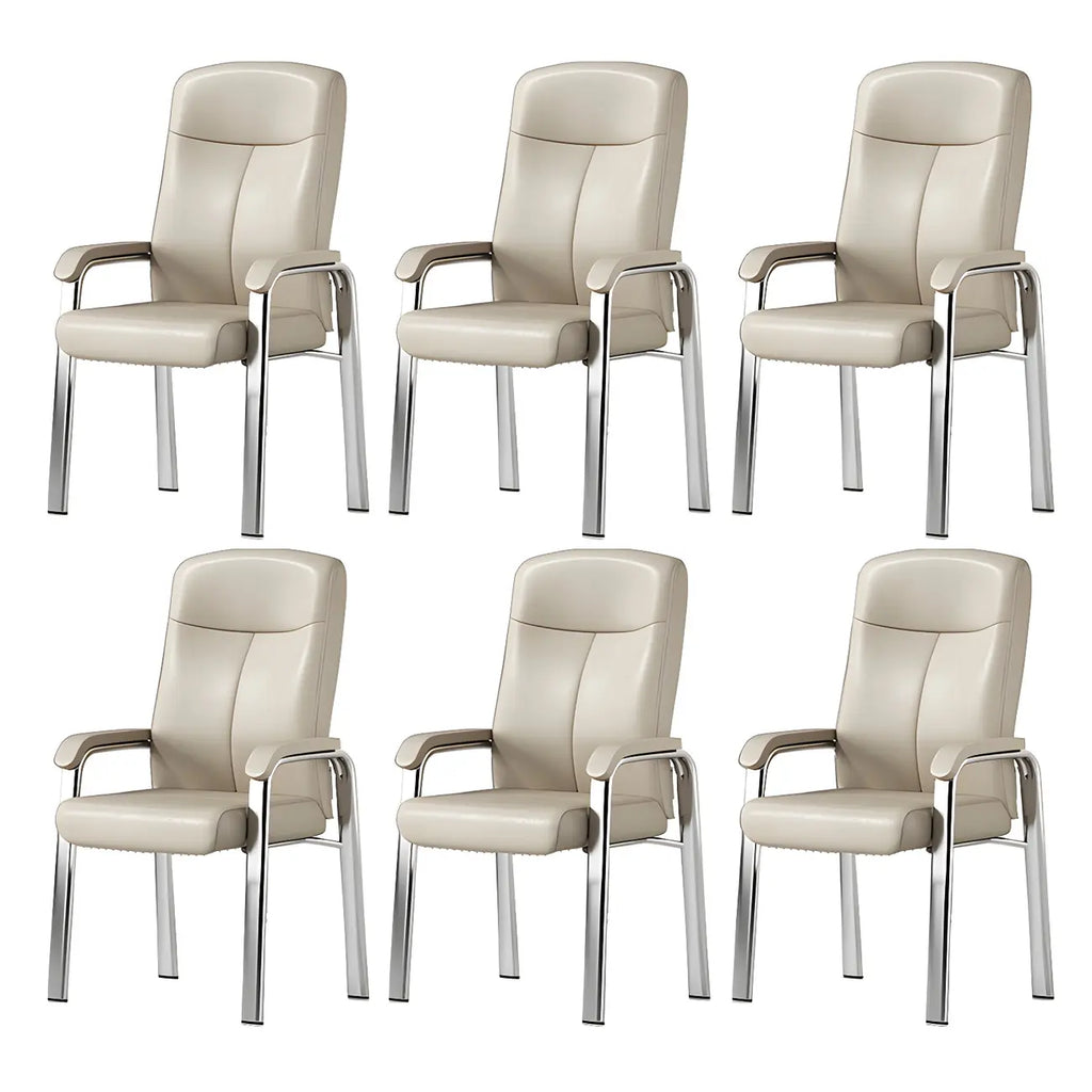 HomeyFad Modern Leather Metal 4-Leg Office Chair with Arms