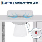 42'' Manicure Table for Nail Tech with Dust Collector and Wrist Rest, Nail Desk with Vertical Pull-Out Locker, 1 Storage Cabinet, 2 Drawers