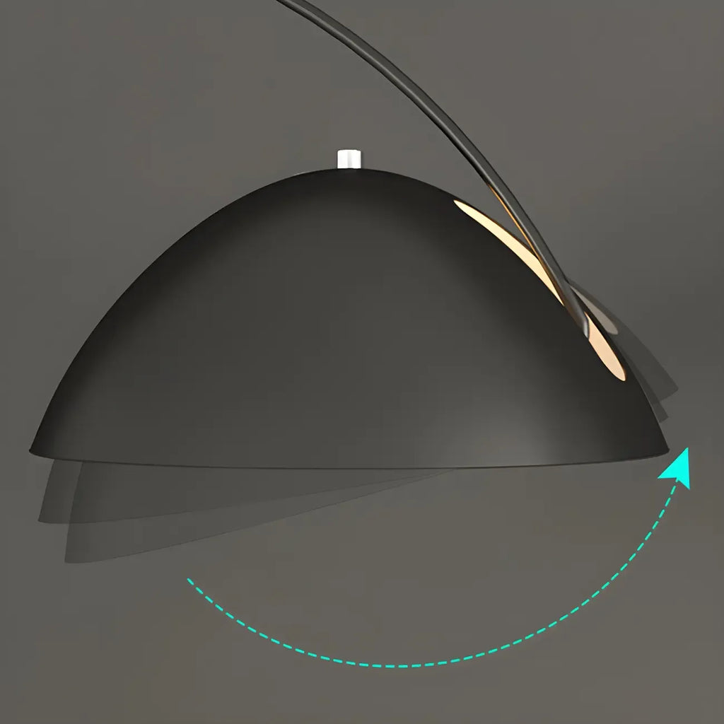 Black Adjustable Dome Shade Arc Metal Floor Lamp