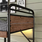 Twin XL over Twin XL Metal Bunk Bed Detachable Metal Bunk Bed with LED Light and Two Storage Drawers Black