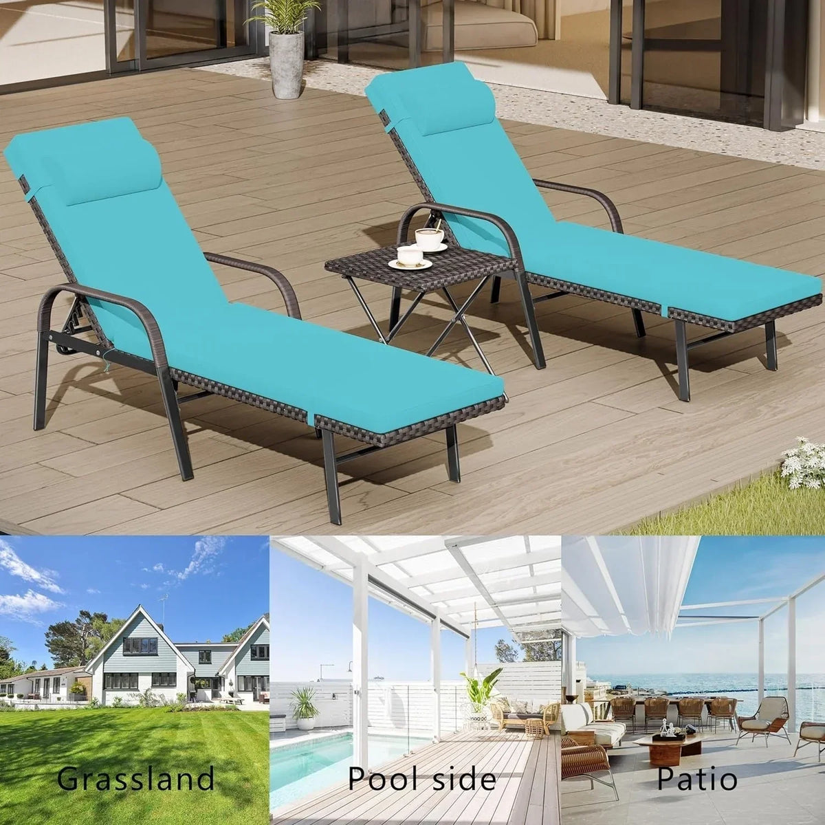 Kullavik 3-PiecesOutdoor Chaise Lounge Set