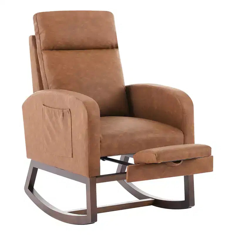 Fauteuil à bascule pour chambre d'enfant, Fauteuils à bascule d'allaitement avec repose-pieds, Fauteuil inclinable à bascule confortable avec pochette latérale, pour salon, chambre à coucher