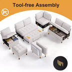 Dyonery 7-seater reclining sofa, modular sofa, side table with hidden storage, rechargeable