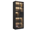 Minimalist Black Wooden Wine Rack Cabinet with Glass Door