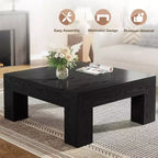 Table basse carrée Lantine de 99 cm pour salon, table basse d'appoint style ferme avec pieds en bois robustes, montage facile