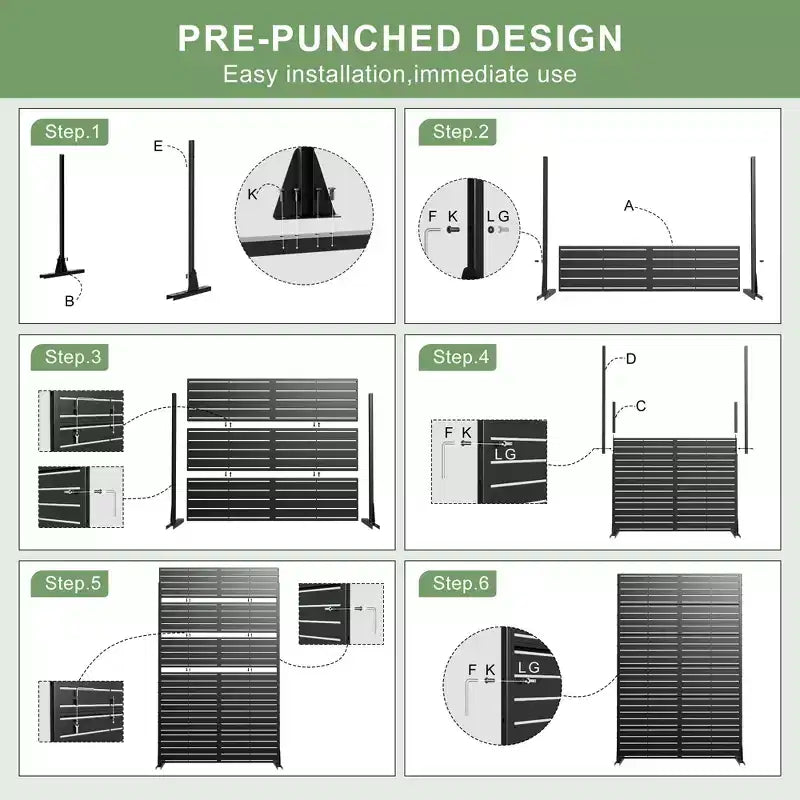 72 H Dovelina Outdoor Privacy Screen Decorative Garden Fence (Set of 2)