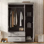 3-Door Wardrobe with Shelves and 2 Drawers, Clothing Armoire 4A - ModernLuxe