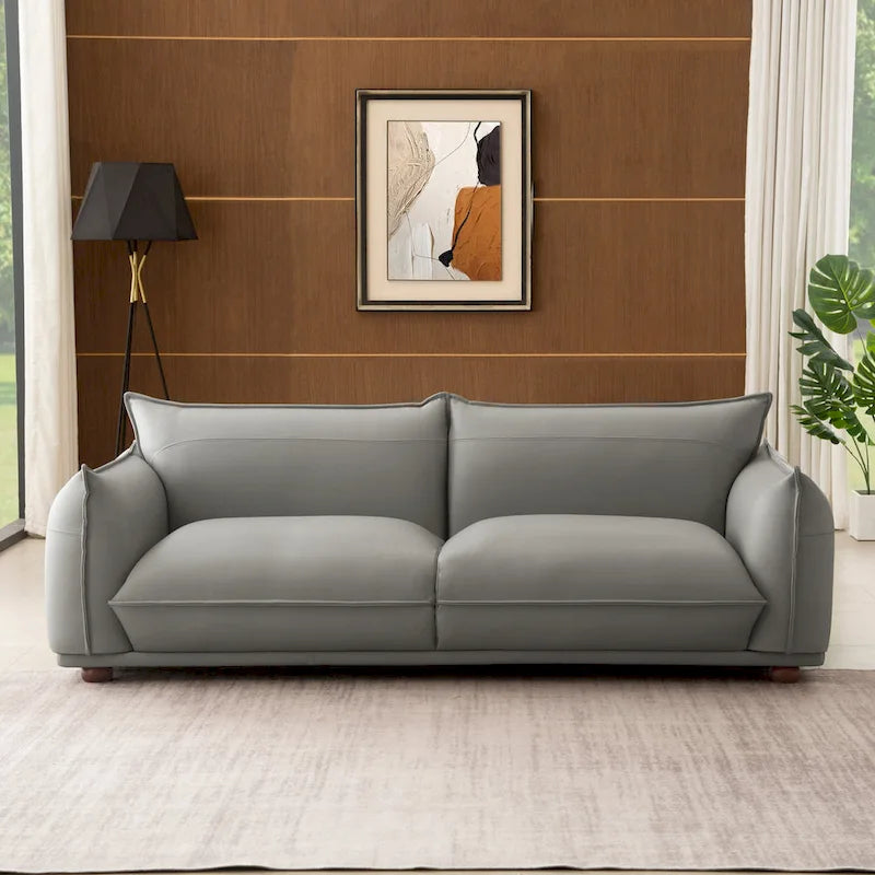 Canapé Manar en cuir véritable, luxe moderne du milieu du siècle