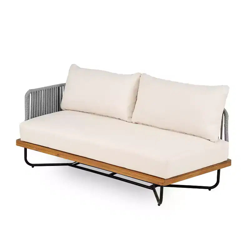 Christopher Knight Home Raphael 4 Piece Outdoor Rope and Acacia Sectional Sofa Set (Table Not Included)