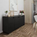 Simply Modern 4-Door Sideboard Console Table Cabinet, Black