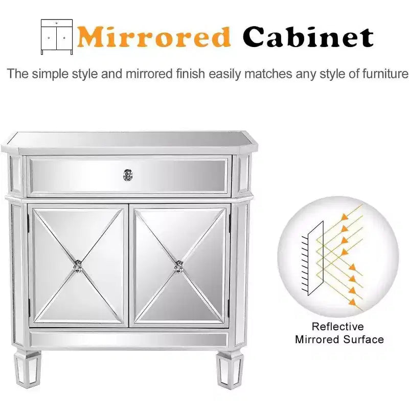 27.56 Mirrored Dresser with 1 Drawer and 2 Doors