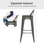 Costway Set of 4 Metal Bar Stools 30'' Bar Height Barstools Industrial W/ Low Back Steel