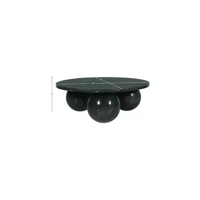 Round Marble Coffee Table with Sphere Legs, Multicolor, Seats 4–6