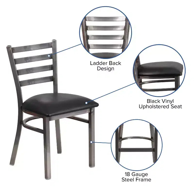 Emma and Oliver 2 Pack Clear Coated Ladder Back Metal Restaurant Chair