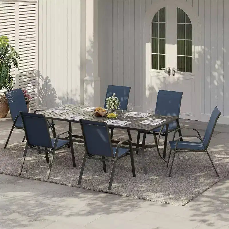 Patio Chairs,Outdoor Stackable Dining Chairs Set of 4/6 All Weather Lightweight Textilene Outdoor Chair Sets with Armrests for Backyard,Pool Deck