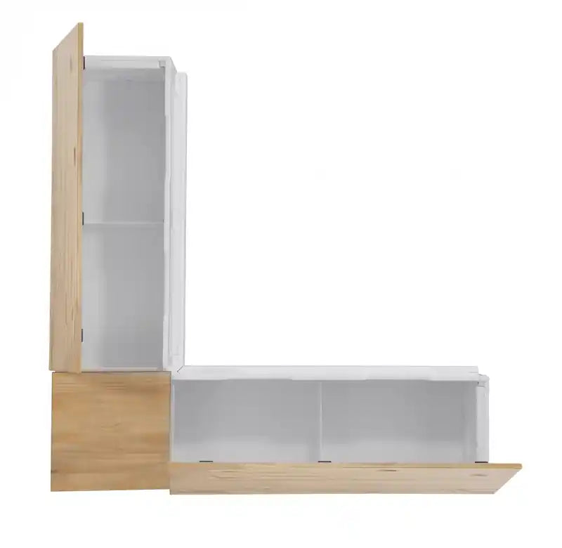 Backless Corner Nook Dining Bench - Natural and White