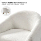 Augus Modern Boucle Accent Barrel Chair with Solid Wood Legs by HULALA HOME