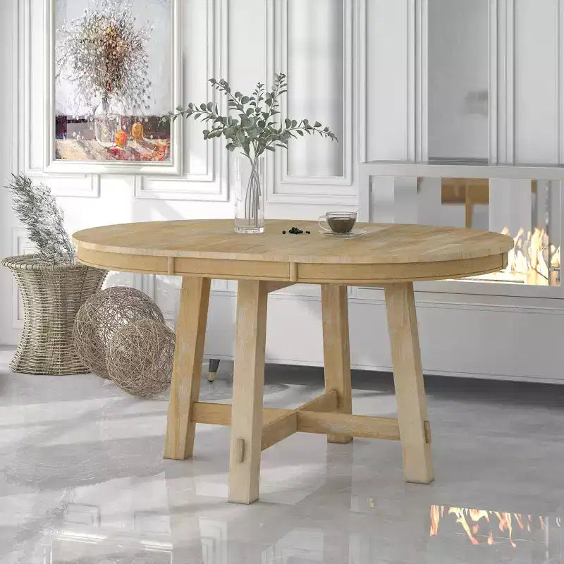 GDFStudio Joyce Table à manger extensible en bois massif de 147 cm