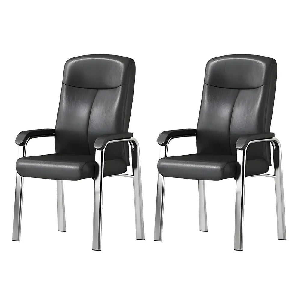 HomeyFad Modern Leather Metal 4-Leg Office Chair with Arms
