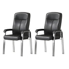 HomeyFad Modern Leather Metal 4-Leg Office Chair with Arms