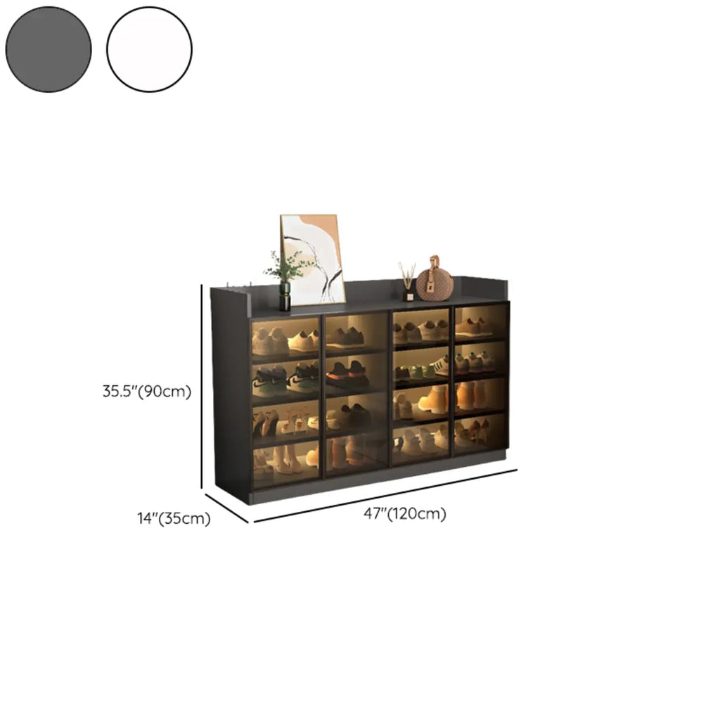 Led-lit Shoe Cabinet with Adjustable Shelves Transparent Doors