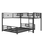 Twin over Full L-shaped Metal Bunk Bed with Ladder and Guardrail -ModernLuxe