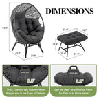 FINCATI Indoor Eggs Chair, 440 lbs Egg Chair Outdoor, Oversized Egg Chair with Ottoman, Luxury Cozy Egg Chair with Foot Rest
