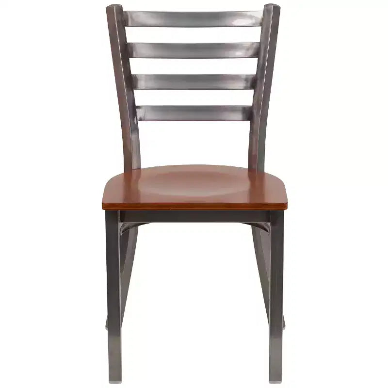 Emma and Oliver 2 Pack Clear Coated Ladder Back Metal Restaurant Chair
