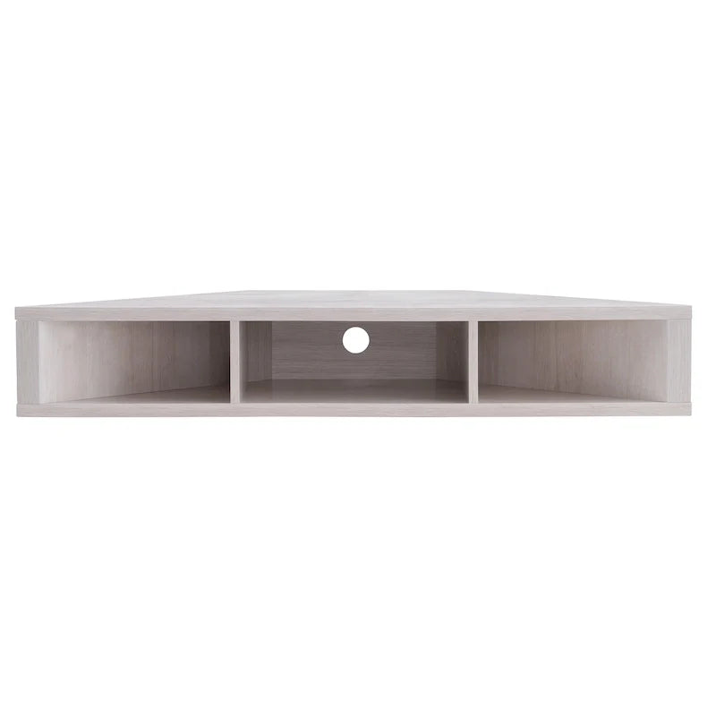 47 Corner Floating TV Stand, 3 Shelves, Transitional Style, Space-Saving Wall Mount